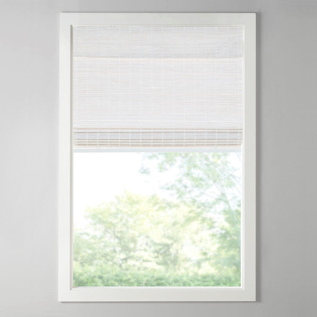 Bamboo Light Filtering Roman Shade 64"L White Bamboo