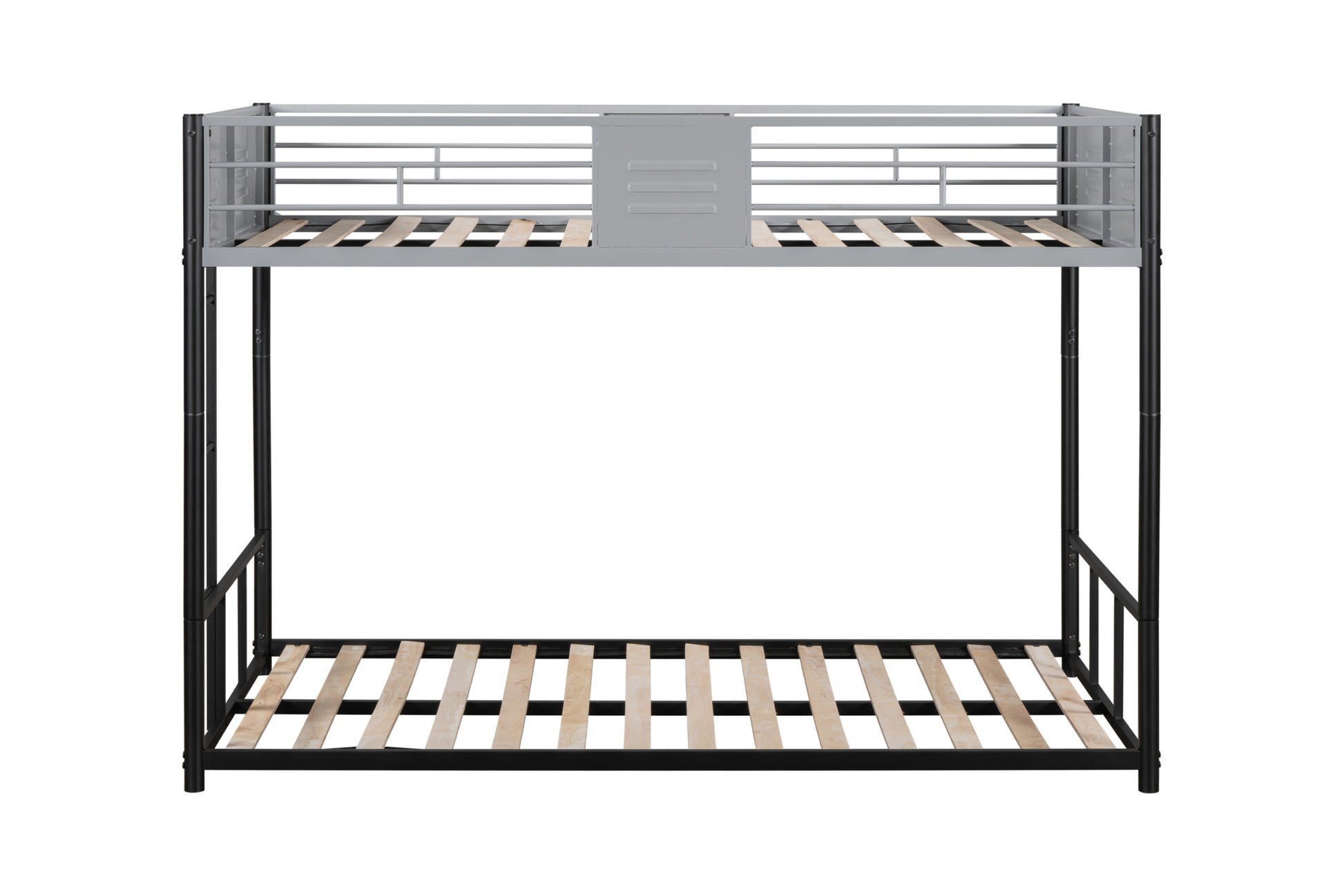 Metal Twin Over Twin Bunk Bed With Vent Board Heavy Duty Sturdy Metal Noise Reduced Safety Guardrail Cpc Certified Twin Black Metal