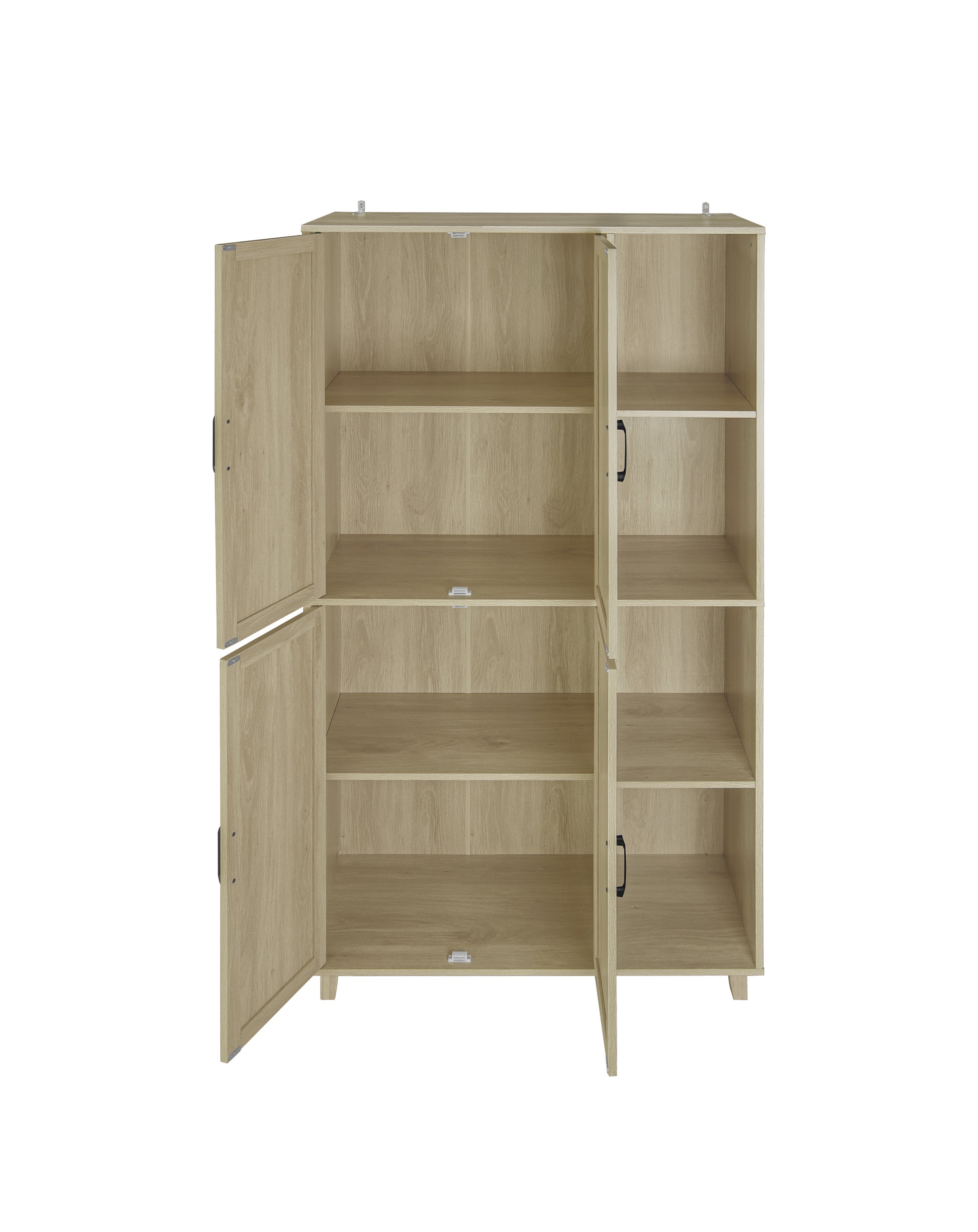 4 Door Cabinet With 4 Shelves With 4 Adjustable Inner Shelves, Storage Cabinet Natural Mdf