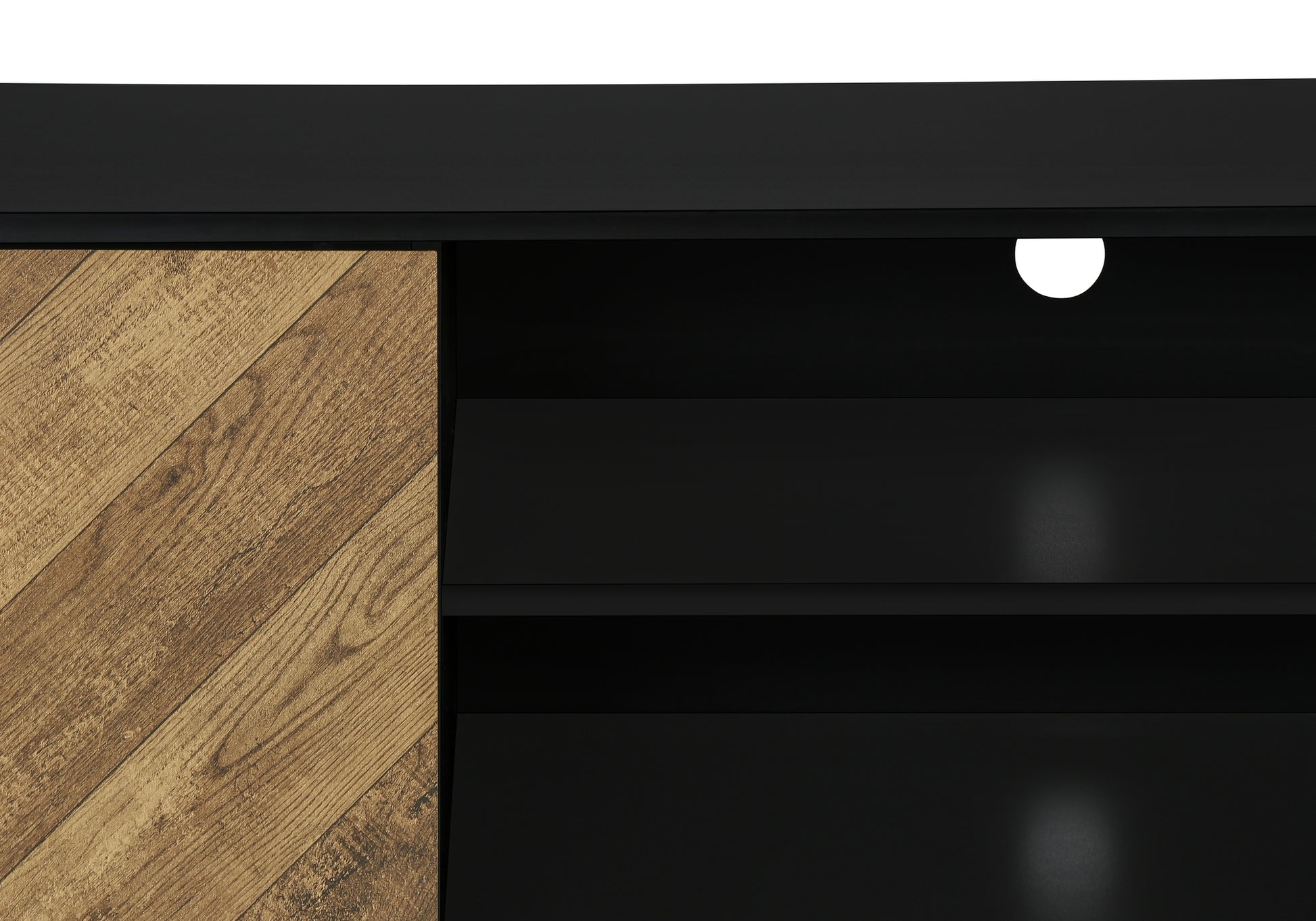 Tv Stand, 72 Inch, Console, Media Entertainment Center, Storage Cabinet, Living Room, Bedroom, Brown And Black Laminate, Black Wood Legs, Contemporary, Modern Black 80 89 Inches Particle Board