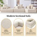 Oversized Modular Sectional Sofa,Luxury Boucle Floor Couch Set,Convertible Sleeper Couch,Spacious Foam Filled Sofa Bed For Living Room,3 Pc Free Combination,2 Colors Beige Boucle 5 Seat