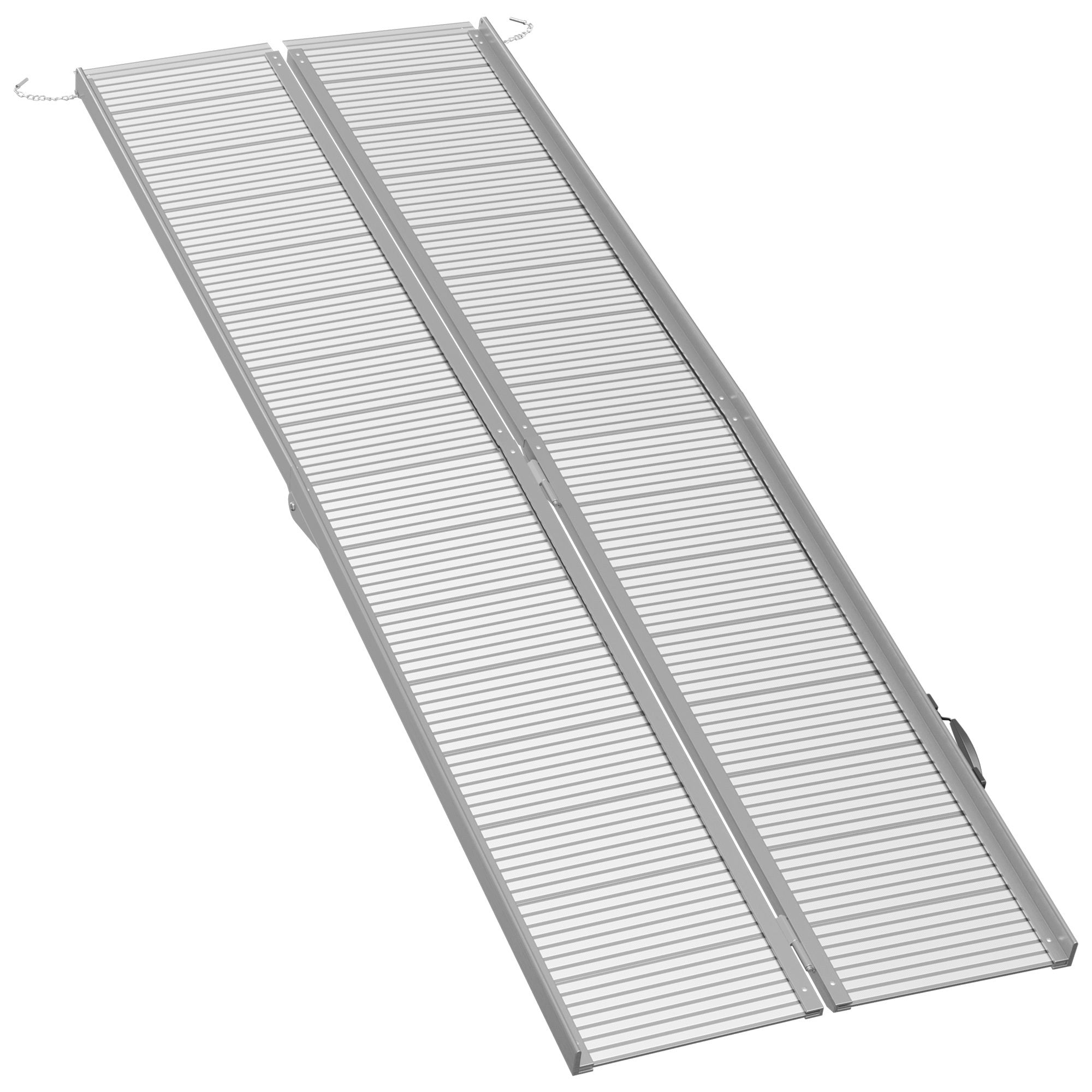 Portable Portable Wheelchair Ramp For Home, Threshold Handicap Ramp 8' Silver Aluminum