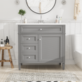 36'' Bathroom Vanity With Top Sink, Modern Bathroom Storage Cabinet With 2 Drawers And A Tip Out Drawer, Single Sink Bathroom Vanity Grey Bathroom Solid Wood Mdf Ceramic,Solid Wood Mdf