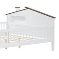 Full Size Wood Platform Bed With House Shaped Headboard, Led And Built In Storage, White Box Spring Not Required Full White Wood Bedroom Bed Frame Wood