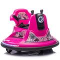 12V Kids Ride On Bumper Car W Parents Control,Rotate 360 Degrees,Two Handed Switch For Direction Control,Bumper Strip,Light Belt,Mp3 Music,Bluetooth,Provide A Speed Of 0.75Mph For Kids Of 2 5 Rose
