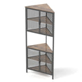 5 Tier Shelves With Metal Mesh Door, Bookcase Storage Shelf Corner Shelf For Small Space, Living Room Black Brown Metal