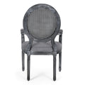 Wood And Cane Upholstered Dining Chair Set Of 2 Grey Rattan