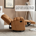 Manual Recliner Chair With Rocker And Swivel In Fabric For Living Room, Beige Beige Polyester Manual Handle Metal Primary Living Space Medium Firm Cushion Back Heavy Duty American Design Pine Pillow Top Arms Fiber Foam And Polyester Fiber Pad Fabric