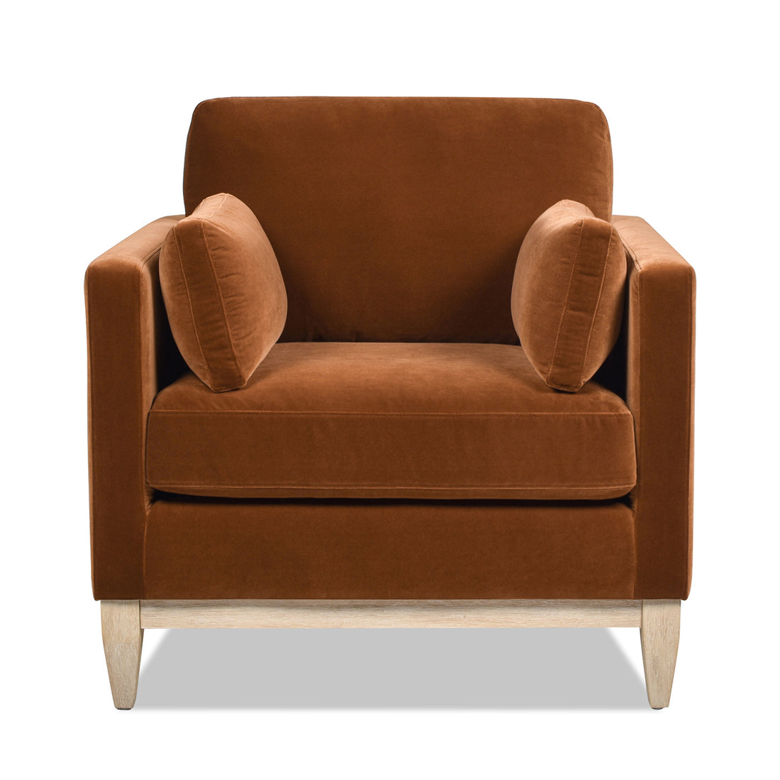 Knox 36" Modern Farmhouse Arm Chair, Burnt Orangeperformance Velvet Burnt Orange Foam Velvet