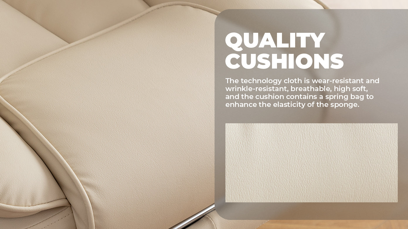 Office Chair, Big And Tall Executive Office Chair With Footrest, Leather Computer Chair, Ergonomic Reclining Chair High Back With Lumbar Support, Large Home Office Chair Beige Beige Pu Leather