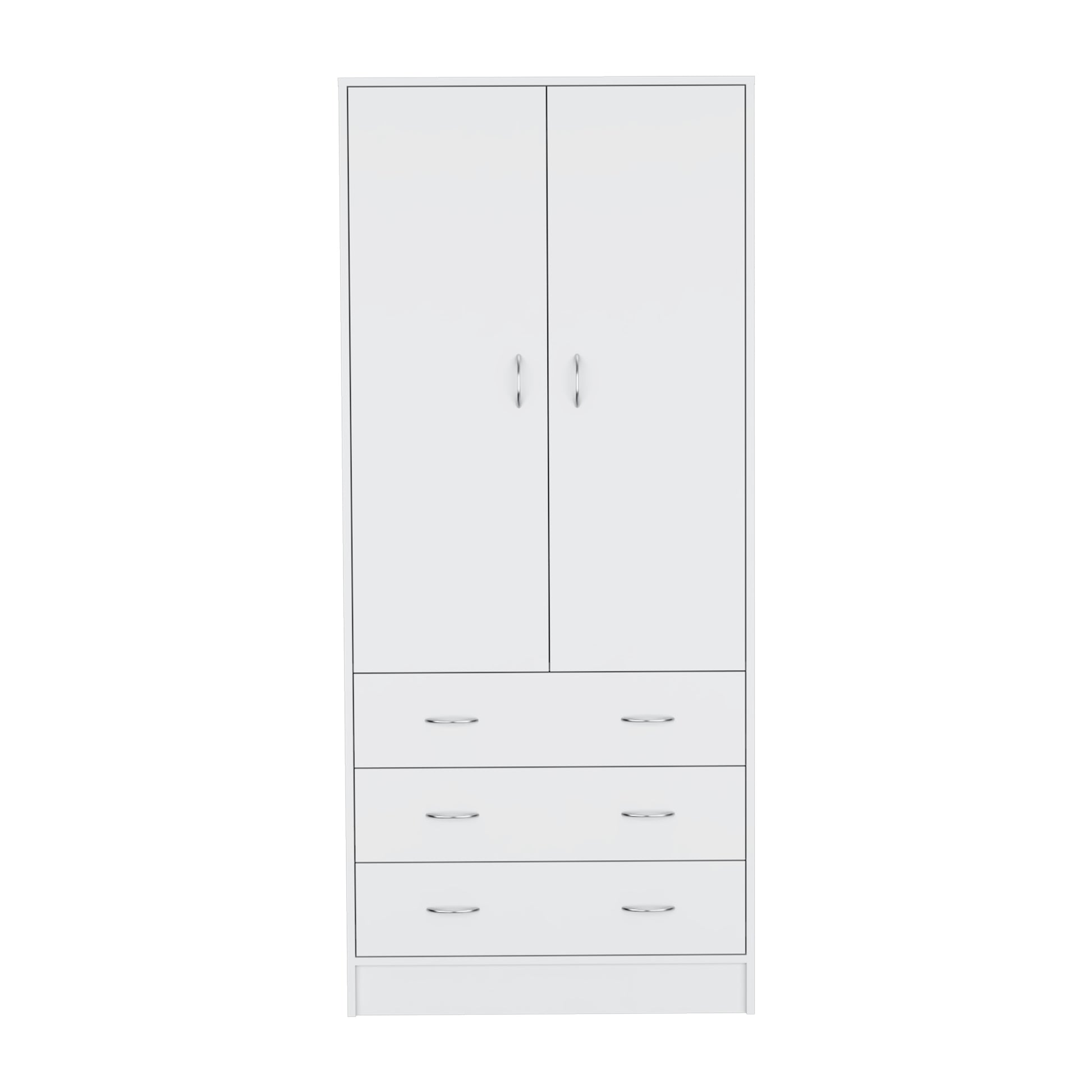 Taly Double Door Armoire White White Bedroom Modern Particle Board