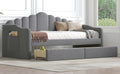 Twin Size Upholstered Daybed With 2 Drawers ,Velvet Sofabed With Usb Charging Ports,No Box Spring Needed,Gray Twin Gray Velvet