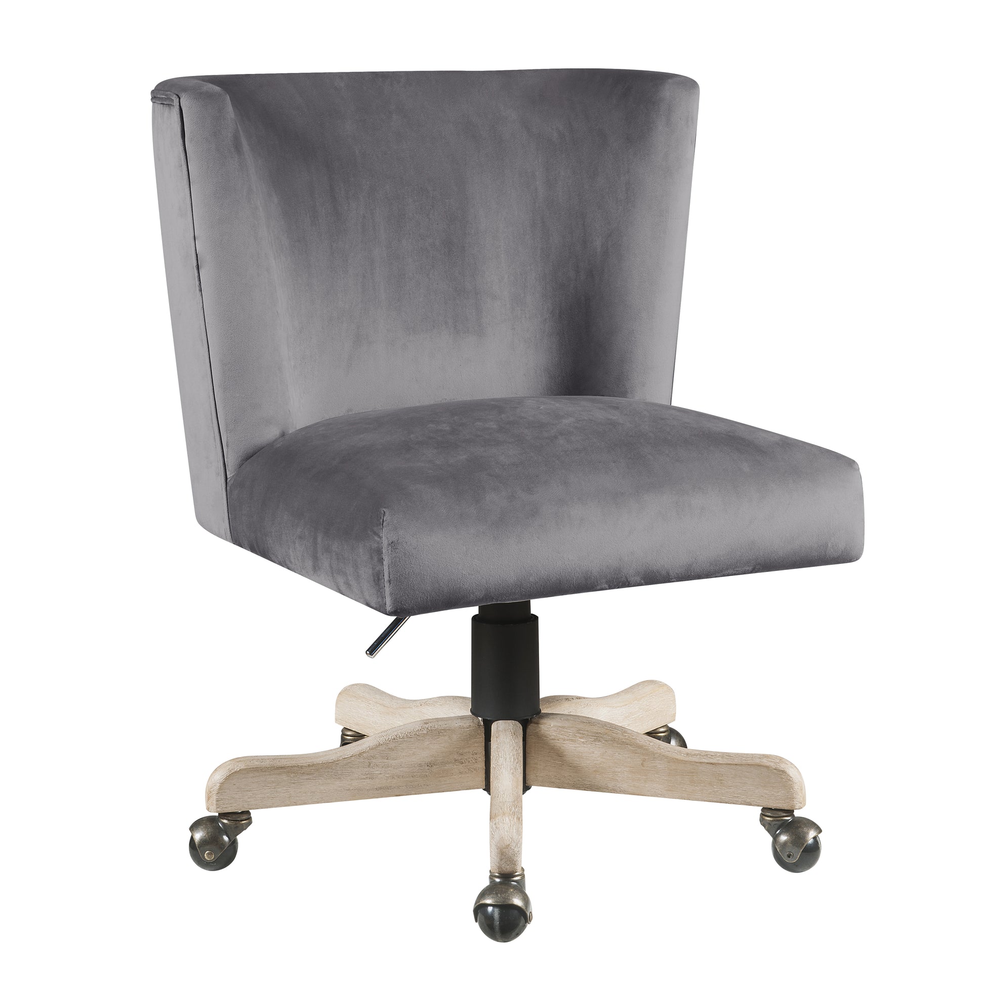 Grey Swivel Office Chair With Casters Cushion Solid Grey Office Foam Office Chairs Solid Back Casters Fabric Metal