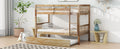 Twin Over Twin Rubber Wood Bunk Bed With Trundle, Convertible Into 2 Twin Size Beds, Twin Size Bunk Bed With Ladder And Safety Guardrails,Natural Twin Natural Rubber Wood