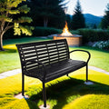 45.7In. Patio Bench Black Steel And Wpc Black Steel