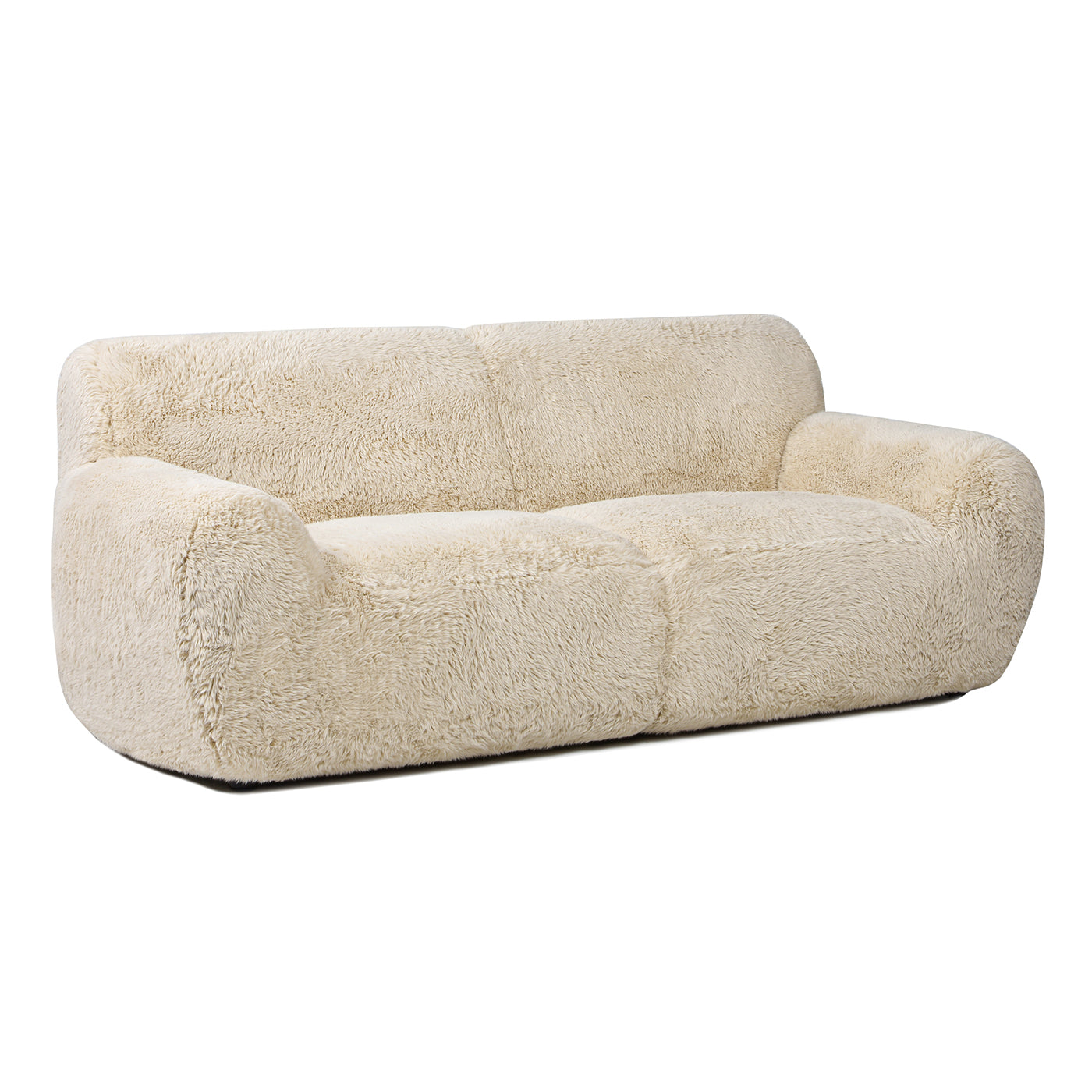 Summit 83" Faux Sheepskin Overstuffed Sofa, Cream Beige Faux Fur Cream Foam Faux Fur 3 Seat