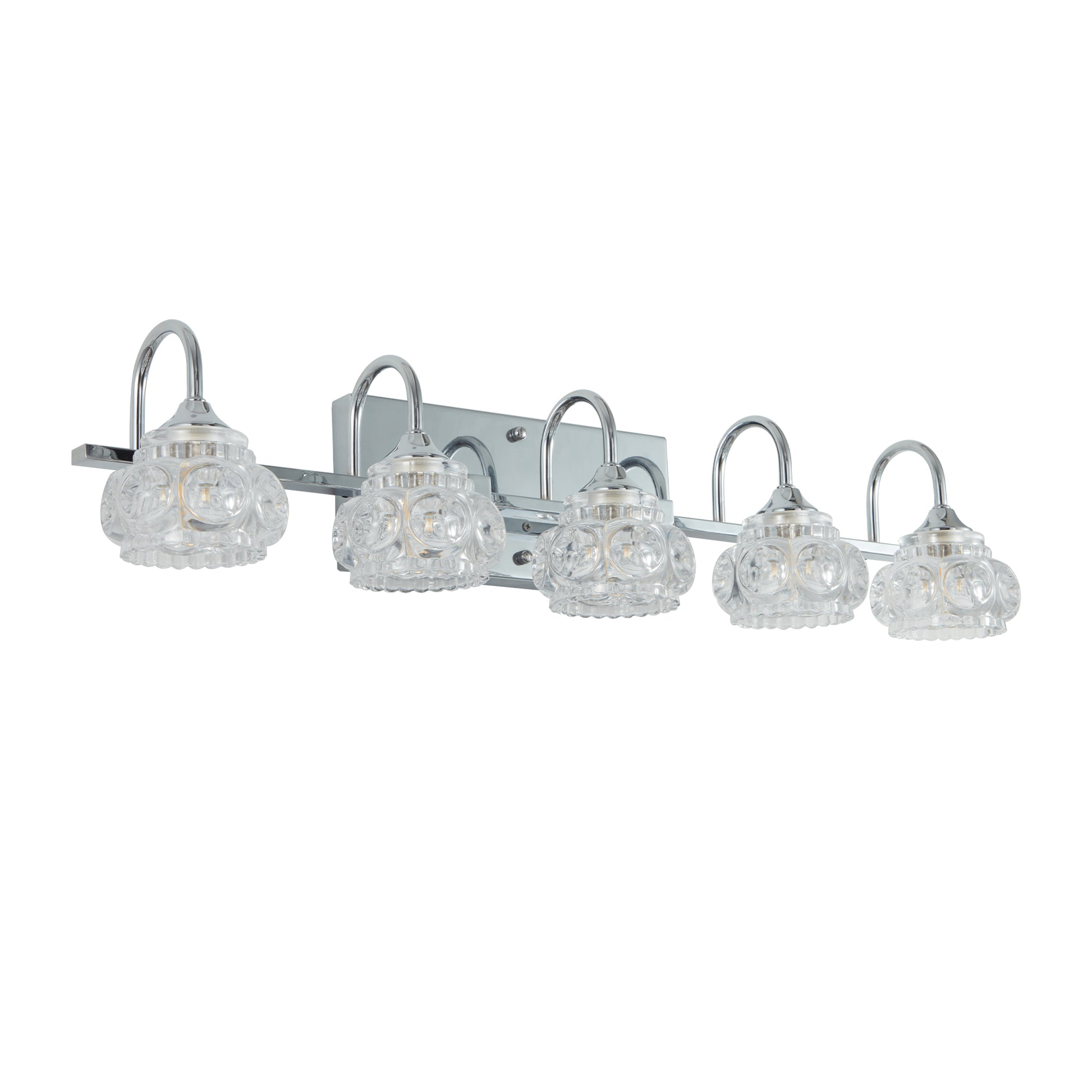 Brushed Nickel Finish Vintage Crystal Vanity Light Elegant 5 Light Bathroom Mirror Fixture With Clear Glass Shades No Bulbs Brushed Nickel Crystal Iron