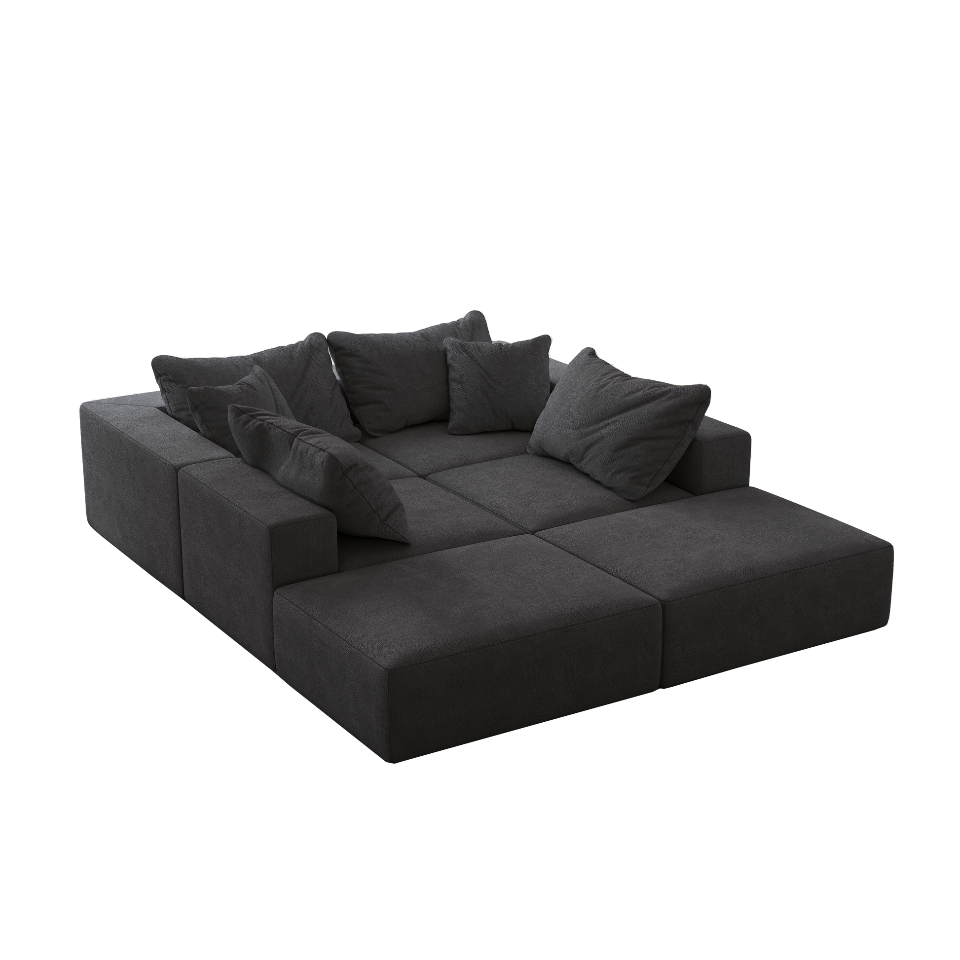 Oversized Sponge Cloud Sofa,Modern Upholstered Sectional Sofa Couch Set,Modular 162" L Shaped Sectional Living Room Sofa Set With 6 Pillows,Free Combination Sofa Couch For Living Room,Bedroom Grey Foam Chenille 6 Seat