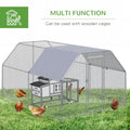 Pawhut Large Chicken Coop Metal Chicken Run With Waterproof And Anti Uv Cover, Flat Shaped Walk In Fence Cage Hen House For Outdoor And Yard Farm Use, 1