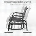 Outsunny Porch Glider, Metal Frame Swing Glider Chair Withmesh Fabric, Curved Armrests And Steel Frame For Garden, Poolside, Backyard, Balcony, Black Black Fabric Metal