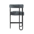 Coolmore Bar Stools Set Of 2, Modern Bar Stool With Back, Black Metal Frames, Upholstered Bar Stools For Kitchen Island, Pub, Club Gray Chenille Gray Foam Chenille