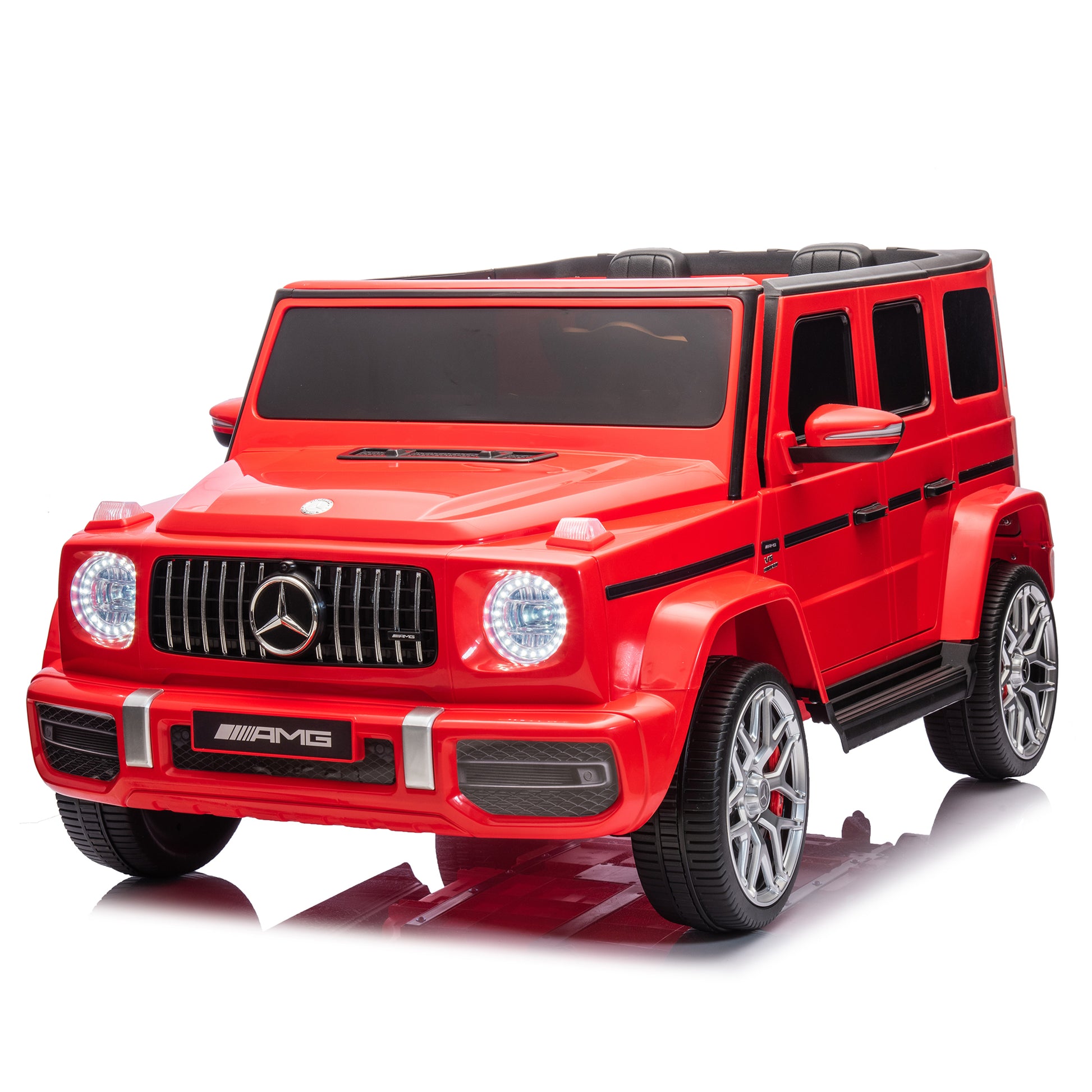 24V 2 Seater Kids Ride On Car Licensed Mercedes Benz G63 Powerful 4Wd For Kids Ages 3 8, With 7Ah Big Battery, Remote Control, Soft Braking, 4 Wheel Suspension, Led Headlight & Music,Red Red Polyethylene