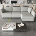 Modular Sectional Sofa, Convertible Sofa Seat With Storage, Sleeper Sectional Sofa Set, Fabric Flexible Modular Combinations For Living Room Grey Fabric 4 Seat