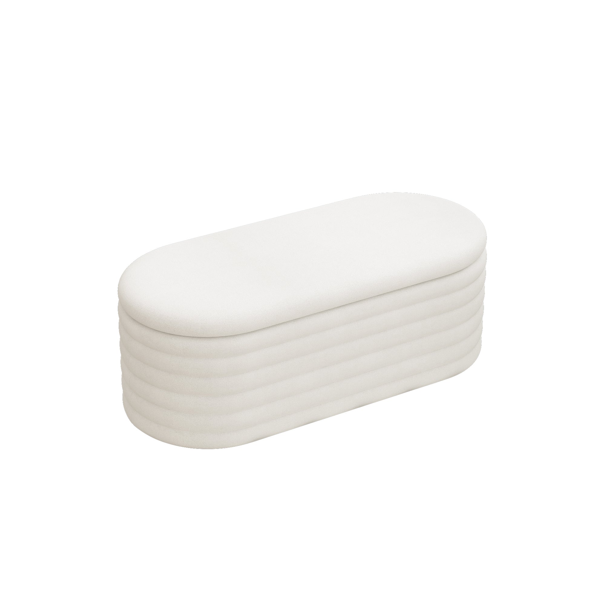 Storage Chenille Ottoman Bench Upholstered Fabric Storage Bench End Of Bed Stool With Safety Hinge For Bedroom, Living Room, Entryway, Closet 40 Inch, White White Contemporary Polyurethane Foam