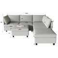 Modular Sectional Sofa, Convertible Sofa Seat With Storage, Sleeper Sectional Sofa Set, Fabric Flexible Modular Combinations For Living Room Grey Fabric 6 Seat