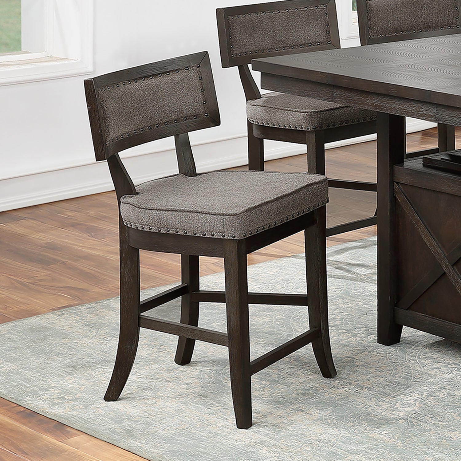 Set Of 2 Dining High Chairs With Fabric Upholstery Cushion, Espresso Solid Espresso Dining Room Dining Chairs Set Of 2 Rubber Wood