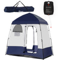 Outsunny Shower Tent, Pop Up Privacy Shelter For Camping, Dressing Changing Room, Portable Instant Outdoor Shower Tent Enclosure W 2 Rooms, Shower Bag, Floor And Carrying Bag, Blue Blue Taffeta