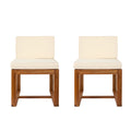 Patio Dining Chairs Set Of 2 Teak Beige Acacia Wood