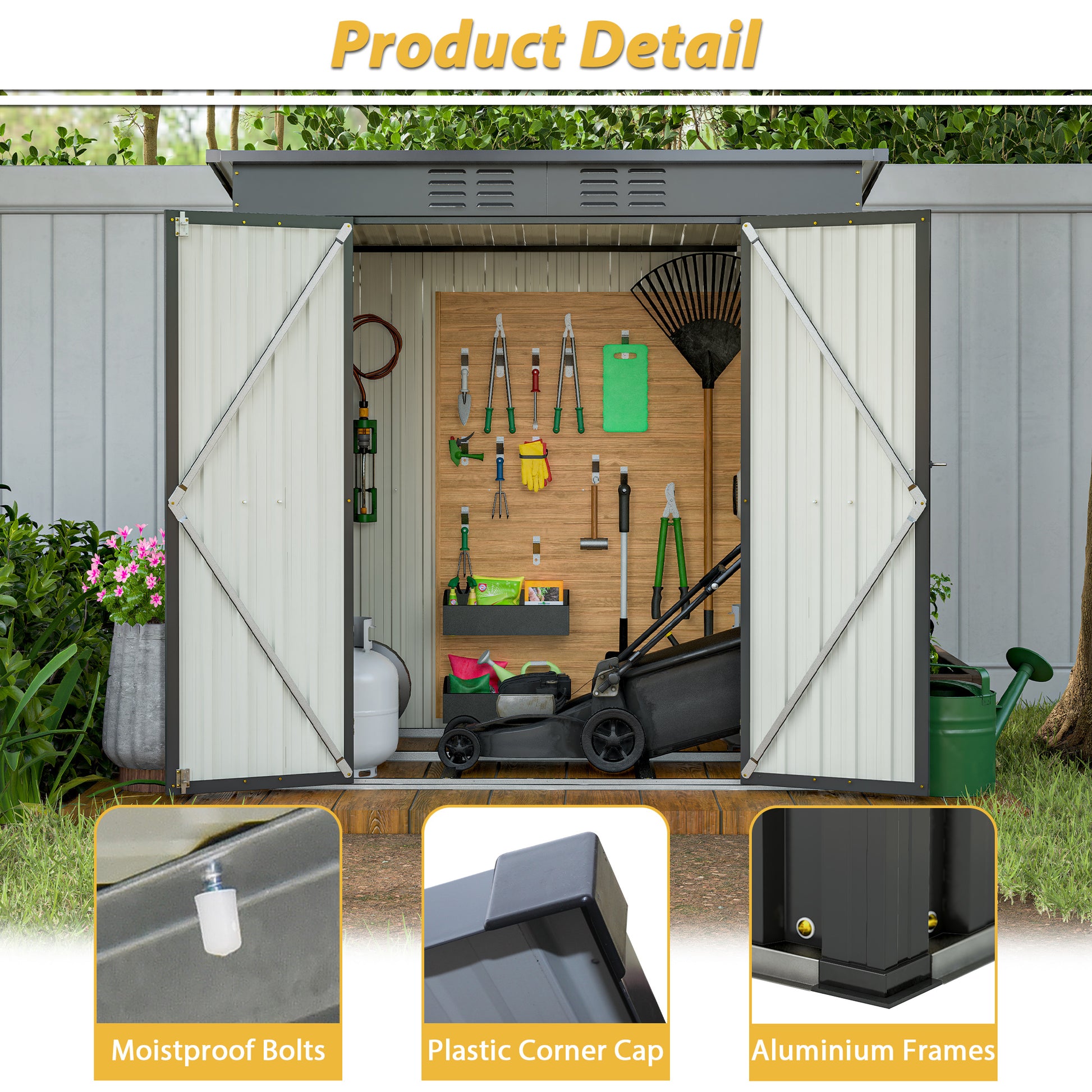 6 X 4 Ft Outdoor Storage Shed, All Weather Tool Shed For Garden, Backyard, Lawn, Black Black Metal