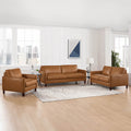 Yorkdale Leather Sofa Cognac Down Filling Genuine Leather 3 Seat