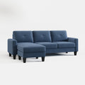 Living Room Furniture With Polyester Fabric L Shape Couch Corner Sofa For Small Space Blue Blue Foam Polyester 3 Seat