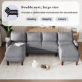 U Shaped Sponge Filled Cushion Combination Sofa, Suitable For Living Rooms, Studies, And Spacious Spaces Gray Polyester 4 Seat