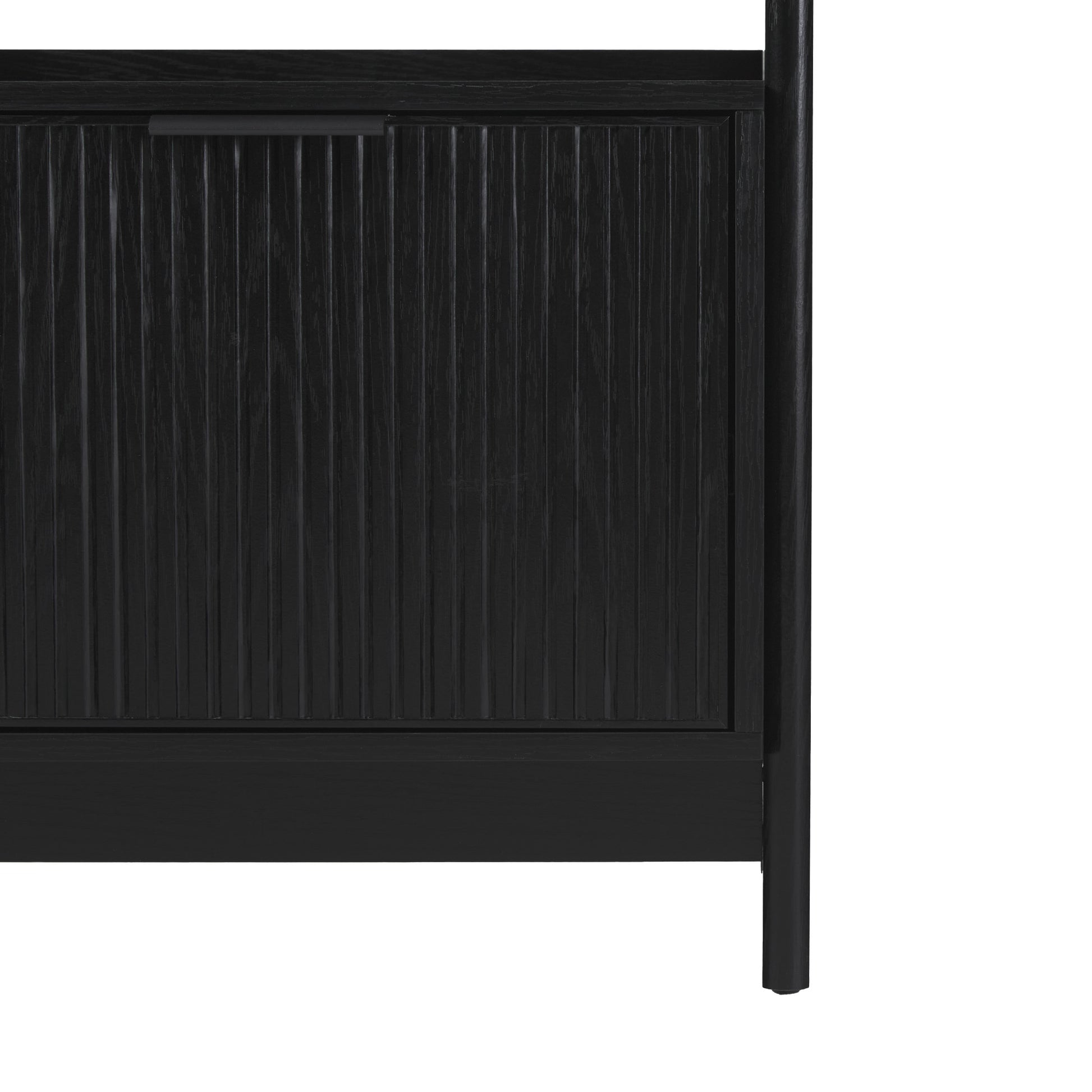 Transitional Narrow Bookshelf With Drawer On Bottom Black Black Mdf Mdf