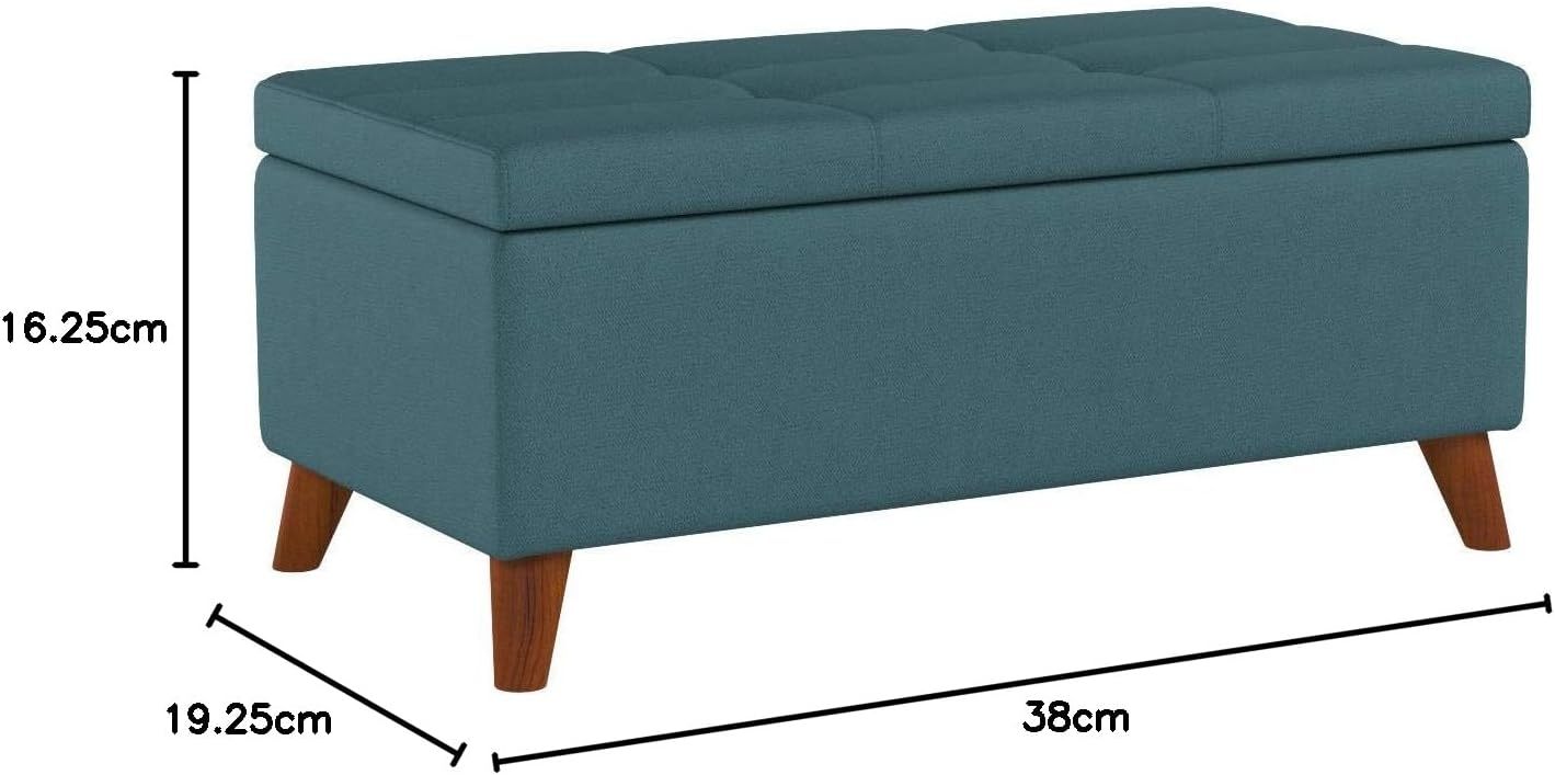 Storage Ottoman Teal Fabric