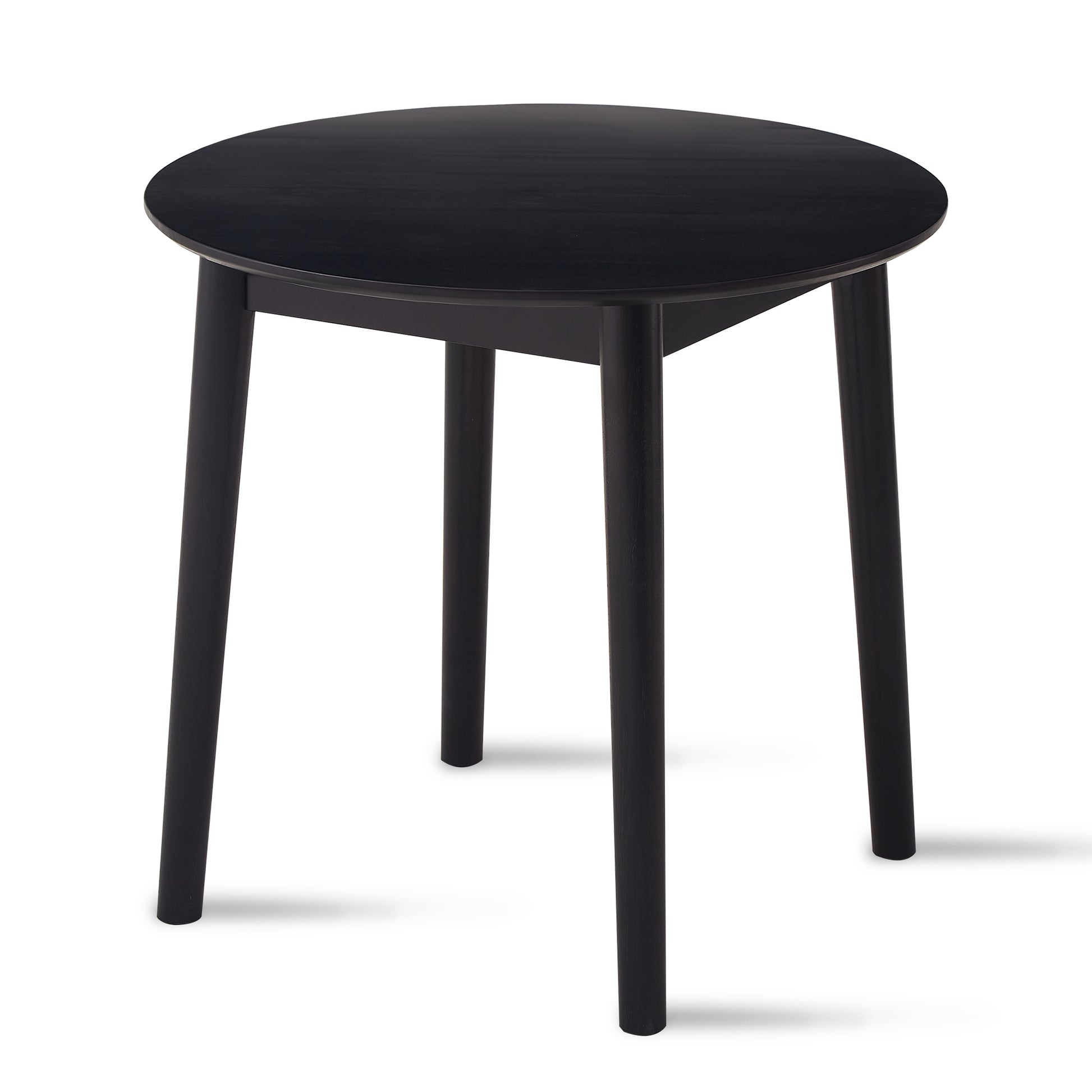 Black Round Table, All Solid Wood, Can Sit 2 4 People Diameter 31.5 Inches Black Solid Wood