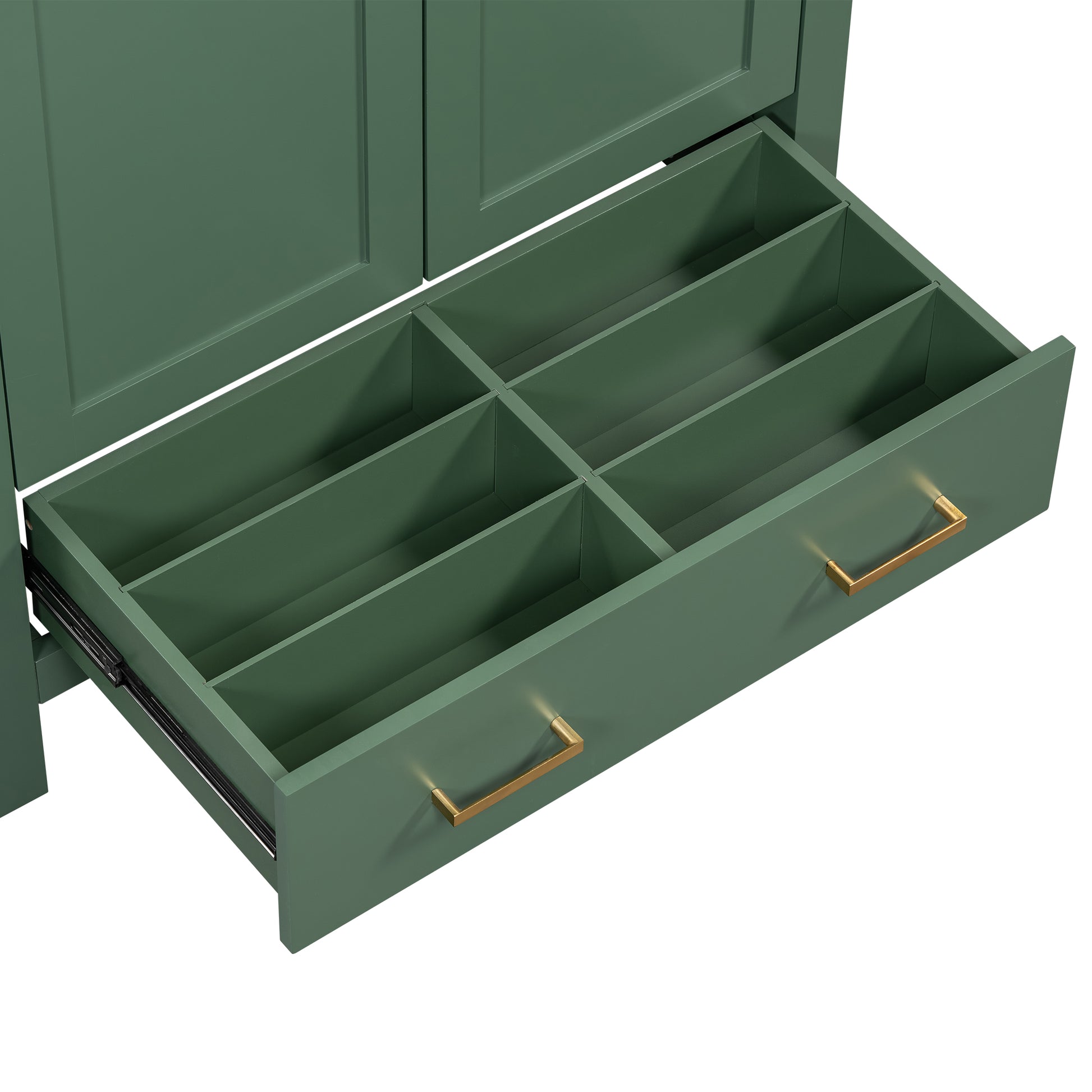 60" Green Bathroom Vanity Set With Double Vanities Separate , Double Ceramic Sinks, Storage Shelf, And Divided Drawers Mirror Not Included Modern Bathroom Solution For Spacious Bathrooms Green