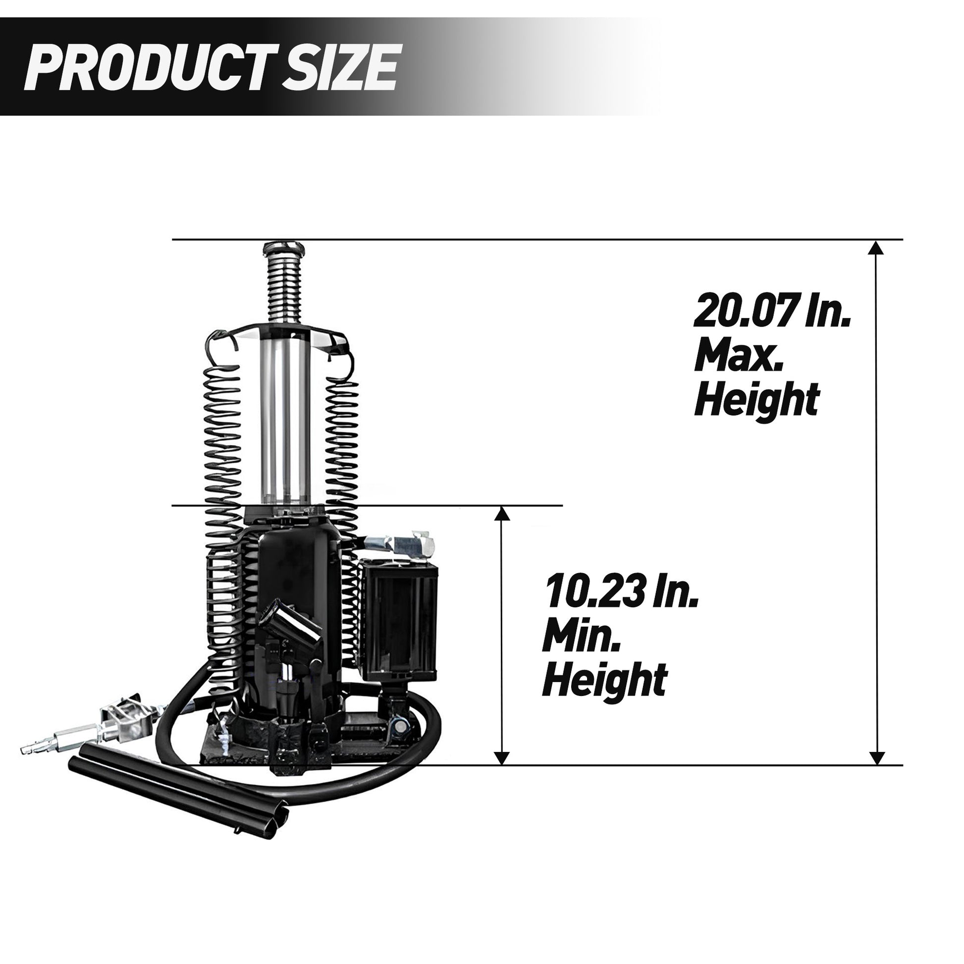 Air Hydraulic Bottle Jack, 20 Ton 40000 Lbs Bottle Jack, 10.23 20.07 Inch Lifting Range, Manual Handle And Air Pump, For Car, Pickup, Truck, Rv, Auto Repair, Industrial Engineering Black Steel