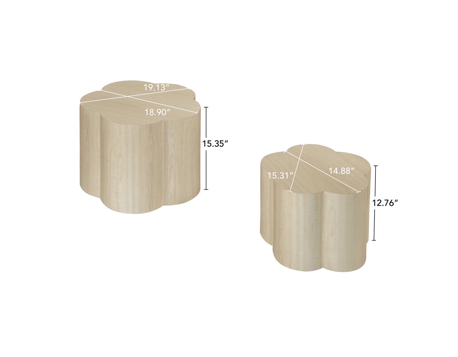Coffee Table Set Of 2, Cloud Coffee Table ,Nesting Coffee Table,End Table, Sidetable For Living Room ,Bedroom,Office ,Balcony Natural Modern Curved Mdf