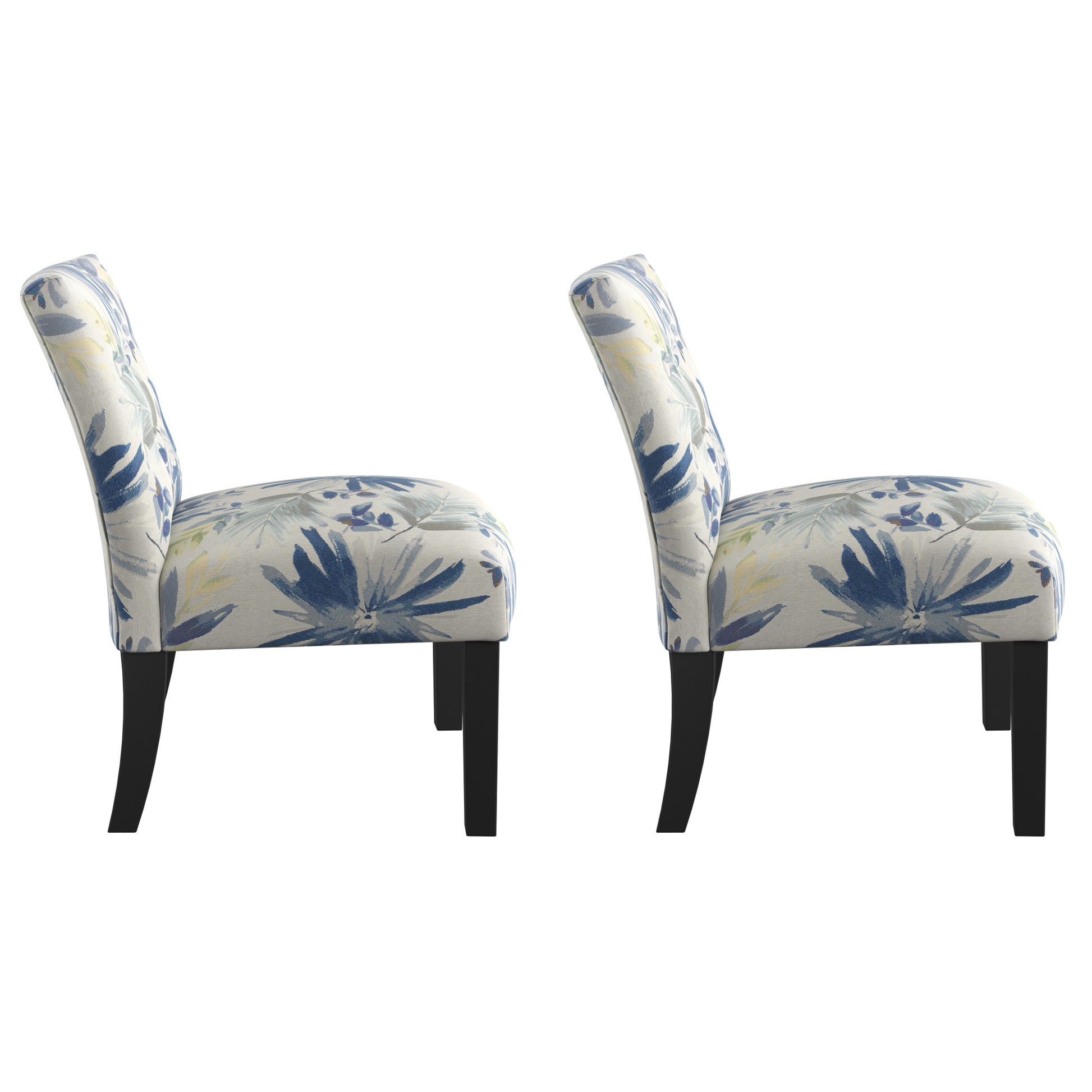 Verma Blue Floral Accent Chair Blue Foam Engineered Wood