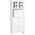 Homcom Elegant Buffet With Hutch, Kitchen Pantry Storage Cabinet With Framed Glass Door Drawer And Microwave Space, White White Mdf