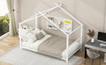 Twin Size Metal House Platform Bed, White Box Spring Not Required Twin White Metal Bedroom Bed Frame Metal