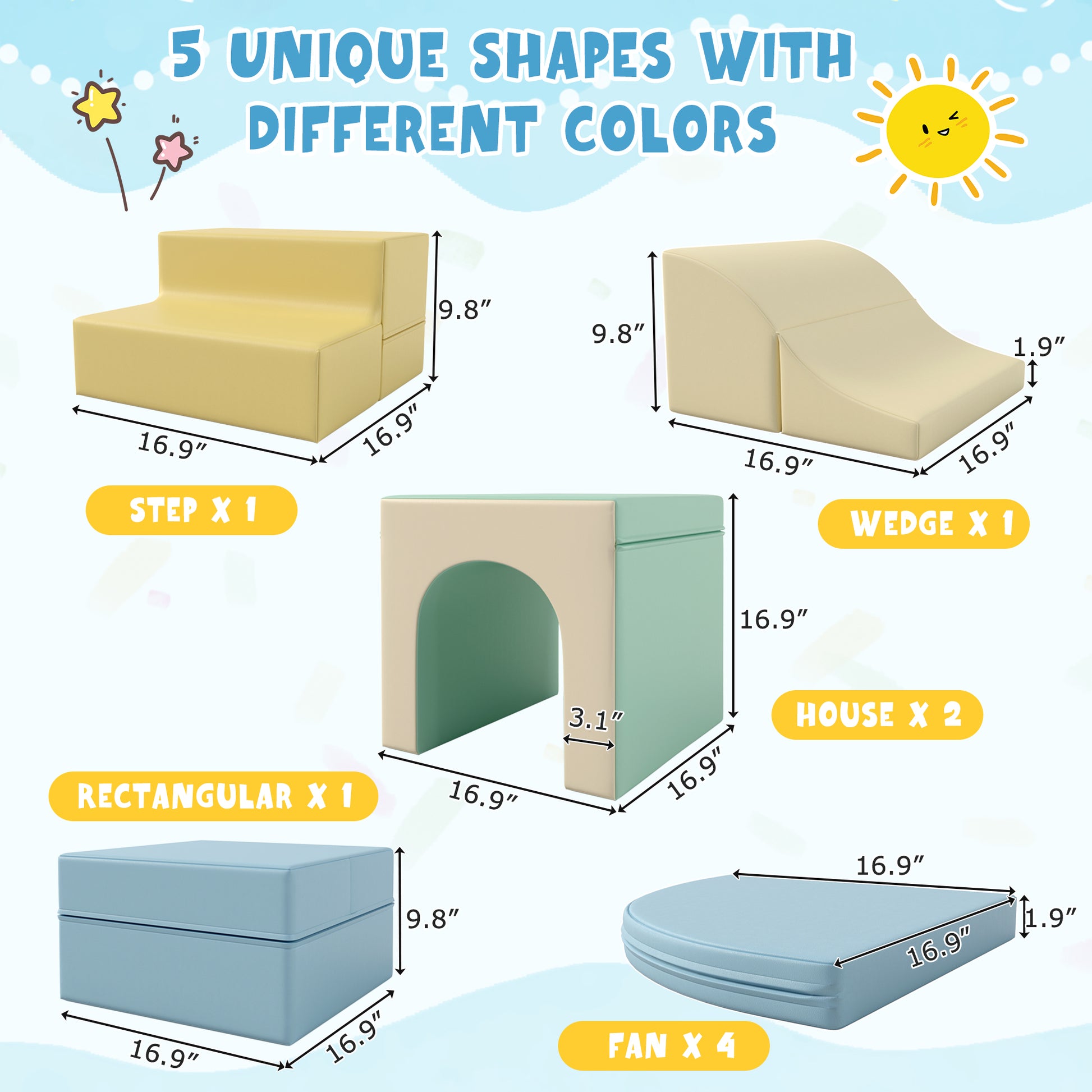 9 Piece Soft Foam Climbing Blocks For Toddlers, Baby Foam Climber Toys, Crawl And Climb Foam Play Set For Kids Indoor Gym, Soft Foam Toys For Toddlers Crawling And Sliding Colorful Foam