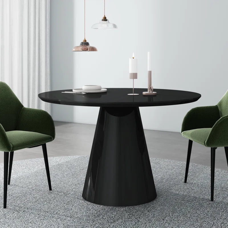 Modern Black High Gloss Minimalist Round Dining Table Black Desk And Hutch Dining Room Minimalist,Modern Freestanding Round Kitchen & Dining Tables Glossy Round Mdf Pedestal