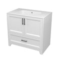 Solid Wood 36 Inch Bathroom Vanity With Single Sink Combo, Modern Vanity Cabinet With 2 Soft Closing Doors & 1 Full Extension Dovetail Drawer White 1 White 2 1 36 To 47 In 32 To 35 In Soft Close Doors Bathroom Freestanding Luxury,Modern 20 25 Inches