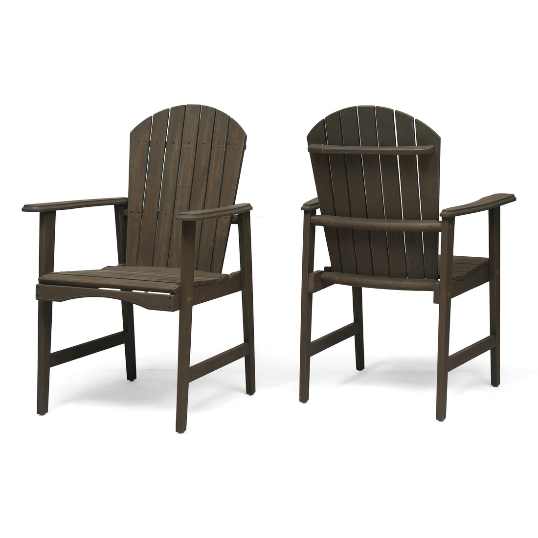 Outdoor Weather Resistant Acacia Wood Adirondack Dining Chairs Set Of 2 , Grey Finish Grey Acacia Wood