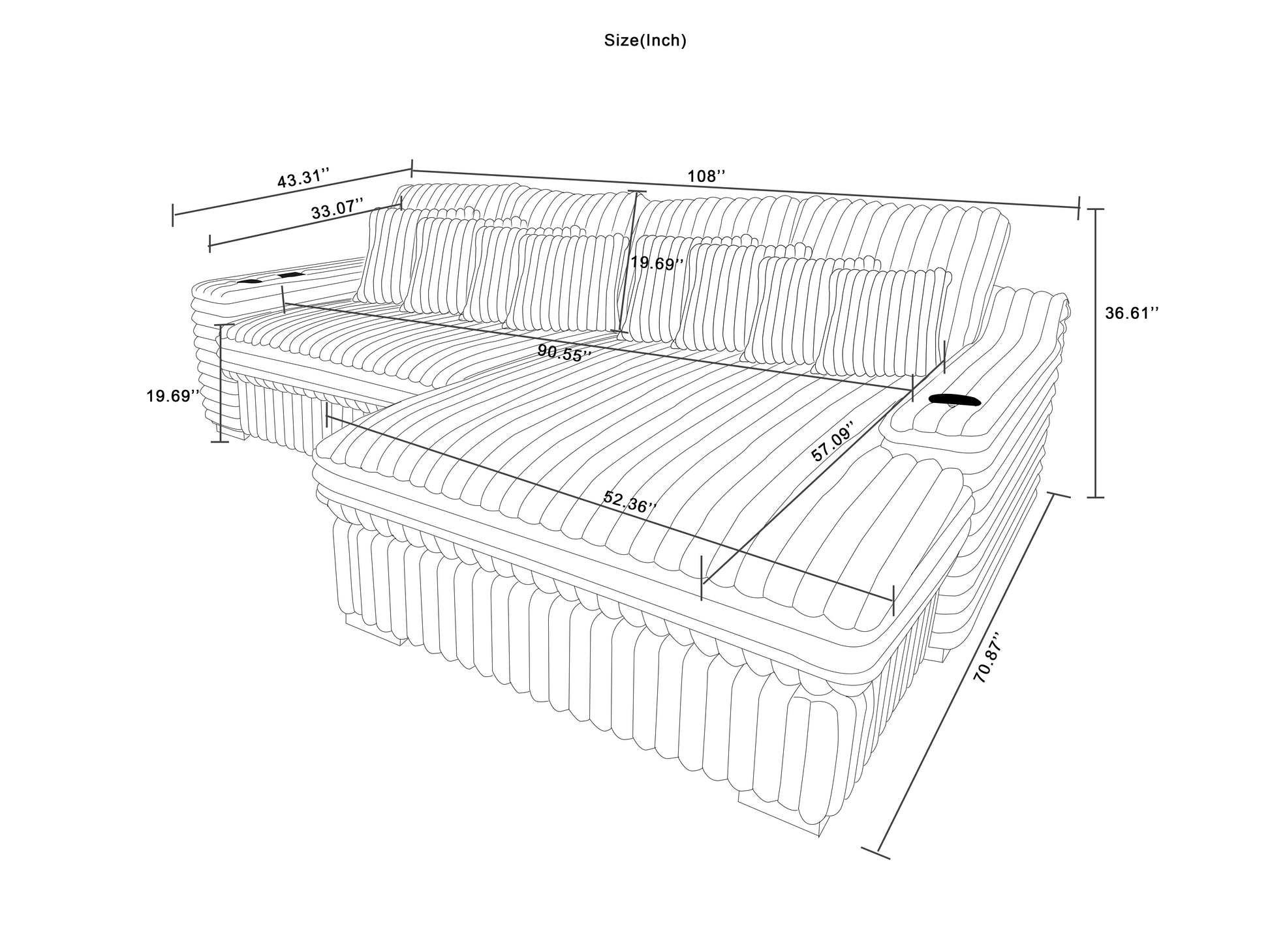 108Inch Modern Sectional Sofa L Shape Sofa With 4Pcs Back Cushions And 8Pcs Toss Pillows, Cup Holder,Bluetooth Speaker,Wireless Charger,Usb Ports For Living Room,Grey Light Grey Polyester Wood Primary Living Space Soft Loose Back Modern Pine Square Arms